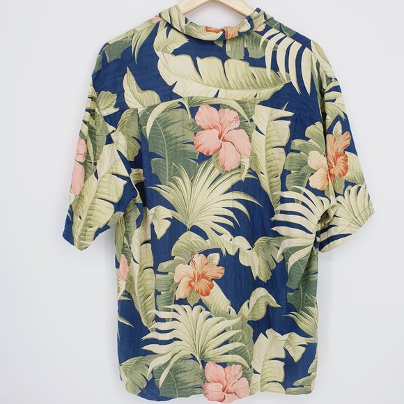 Tommy Bahama‎ Mens Blue Green Floral Camp Silk Short Sleeve Shirt Size M - Picture 3 of 7